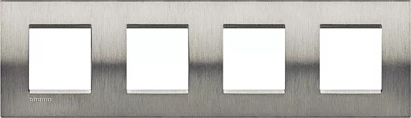 bticino-plaque livinglight naturalia 2+2+2+2 modules - acier bross� (lna4802m4acs)