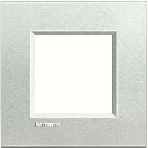 bticino-plaque livinglight naturalia 2 modules - argent (lna4802ag)