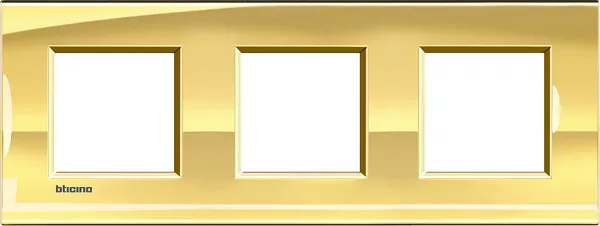 bticino-plaque livinglight neutre 2+2+2 modules horizontal ou vertical - or (lna4802m3oa)