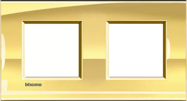 bticino-plaque livinglight neutre 2+2 modules horizontal ou vertical - or (lna4802m2oa)