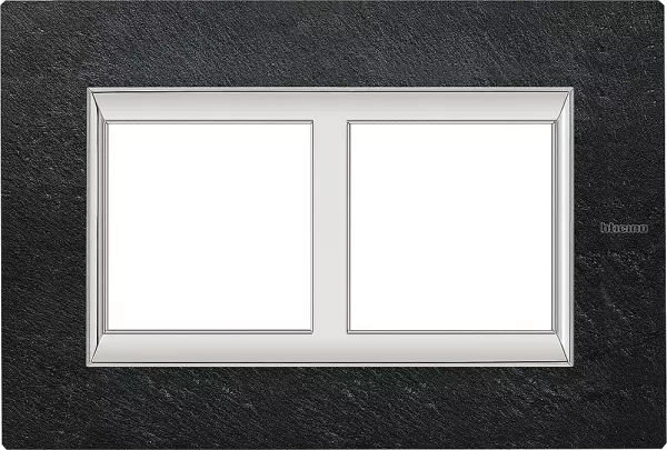 bticino-plaque rectangulaire axolute 2+2modules horiz - r�novation entraxe 57mm -ardoise (ha4832/2rlv)