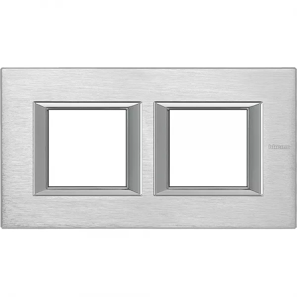 bticino-plaque rectangulaire axolute aluminium anodis� 2+2 modules horizontal - chrome (ha4802m2hcr)