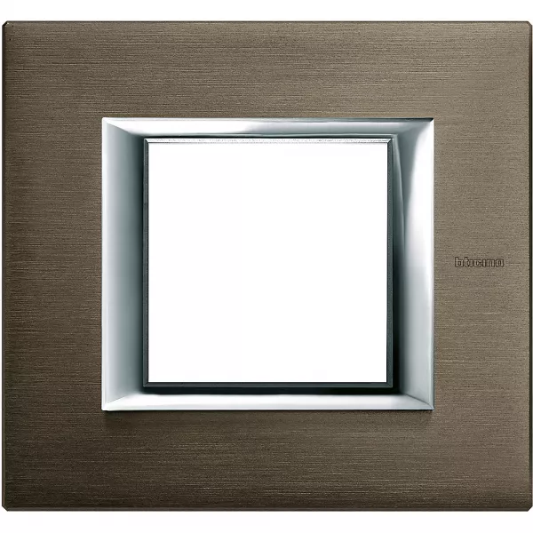 bticino-plaque rectangulaire axolute aluminium anodis� 2 modules - bronze (ha4802br)