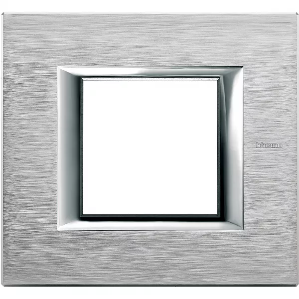 bticino-plaque rectangulaire axolute aluminium anodis� 2 modules - chrome (ha4802cr)