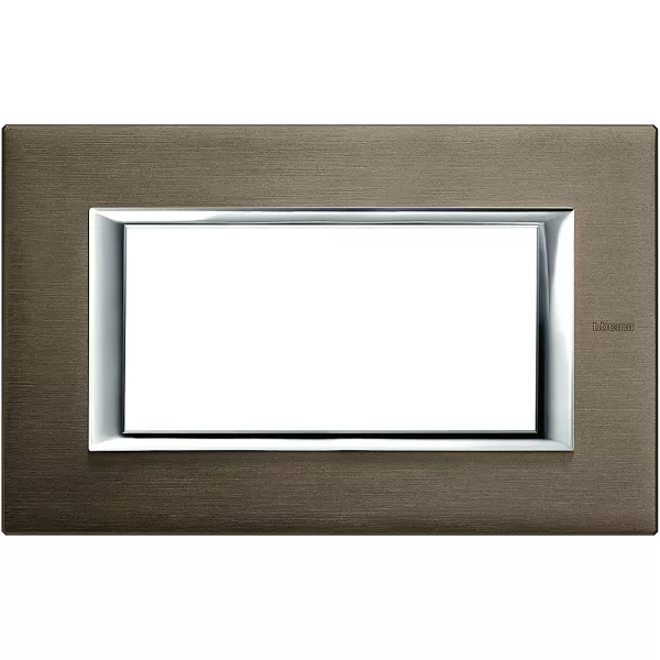 bticino-plaque rectangulaire axolute aluminium anodis� 4 modules - bronze (ha4804br)