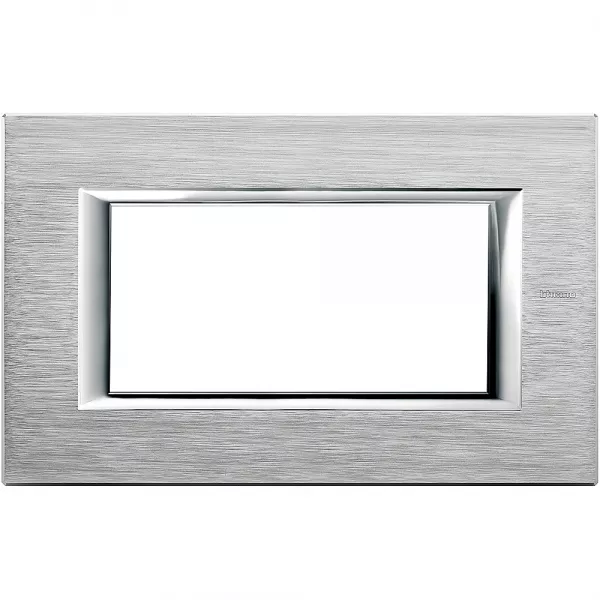 bticino-plaque rectangulaire axolute aluminium anodis� 4 modules - chrome (ha4804cr)