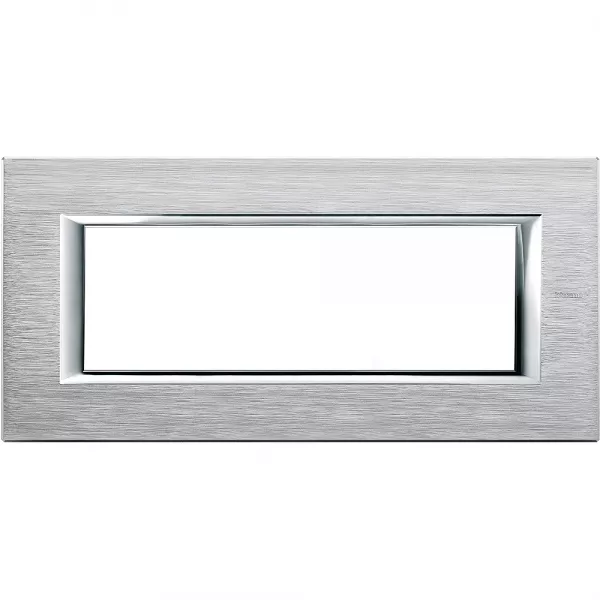 bticino-plaque rectangulaire axolute aluminium anodis� 6 modules - chrome (ha4806cr)