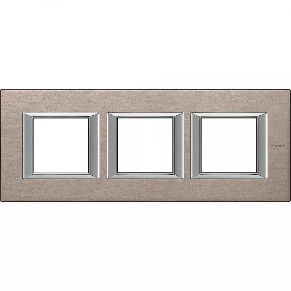 bticino-plaque rectangulaire axolute aluminium bross� 2+2+2 modules horizontal - titane (ha4802m3hnx)