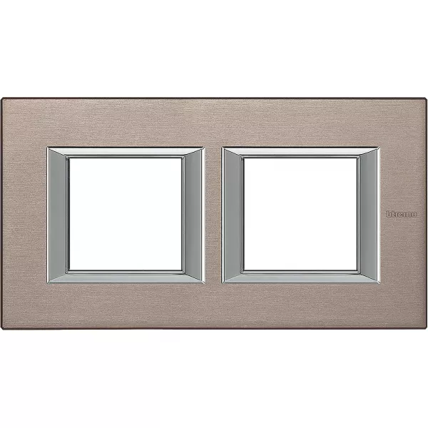 bticino-plaque rectangulaire axolute aluminium bross� 2+2 modules horizontal - titane (ha4802m2hnx)