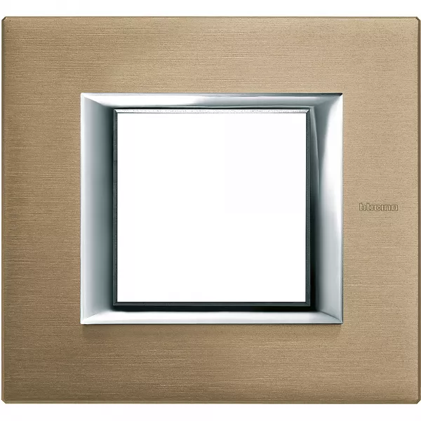 bticino-plaque rectangulaire axolute aluminium bross� 2 modules - titane (ha4802nx)