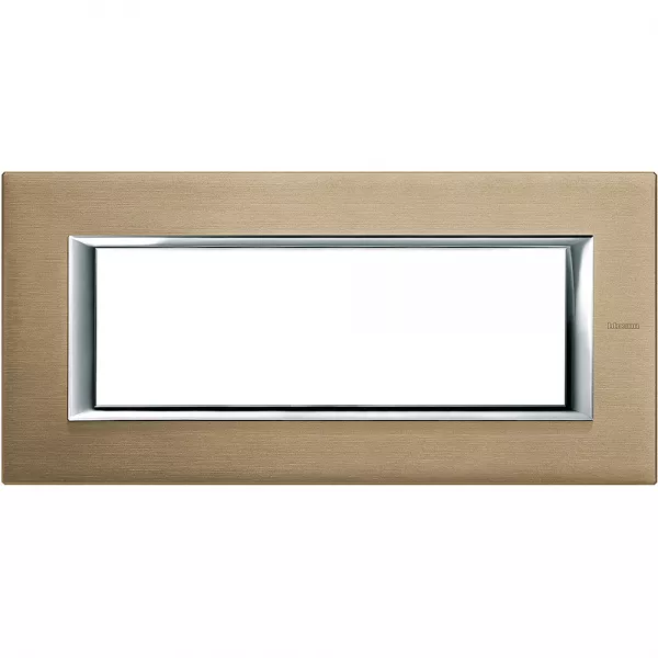 bticino-plaque rectangulaire axolute aluminium bross� 6 modules - titane (ha4806nx)