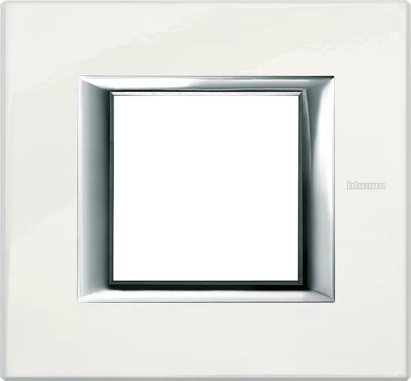 bticino-plaque rectangulaire axolute aluminium laqu� 2 modules - blanc (ha4802bg)