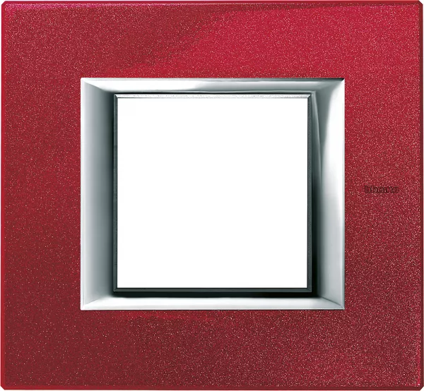 bticino-plaque rectangulaire axolute aluminium laqu� 2 modules - rouge (ha4802rc)