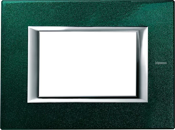 bticino-plaque rectangulaire axolute aluminium laqu� 3 modules - vert (ha4803vs)