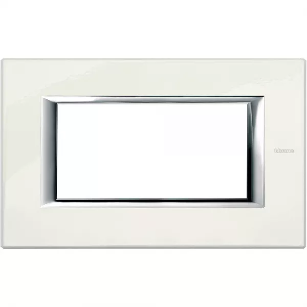bticino-plaque rectangulaire axolute aluminium laqu� 4 modules - blanc (ha4804bg)