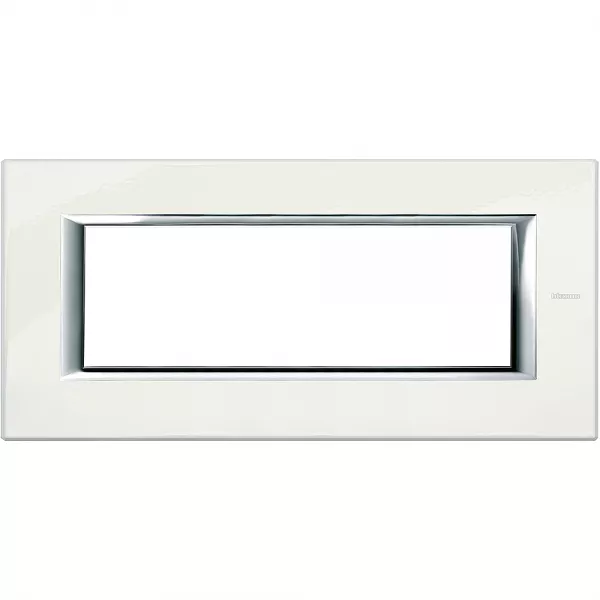 bticino-plaque rectangulaire axolute aluminium laqu� 6 modules - blanc (ha4806bg)