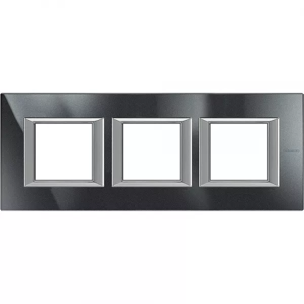 bticino-plaque rectangulaire axolute aluminium monochrome 2+2+2mod horiz - anthracite (ha4802m3hhs)