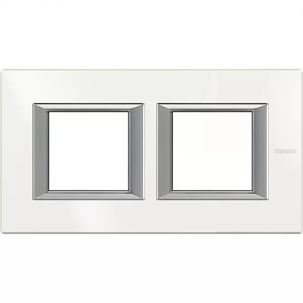 bticino-plaque rectangulaire axolute aluminium monochrome 2+2 modules horizontal - blanc (ha4802m2hhd)