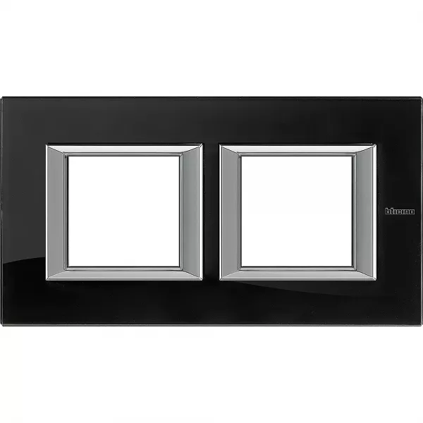 bticino-plaque rectangulaire axolute verre 2+2 modules horizontal - nighter (ha4802m2hvnb)