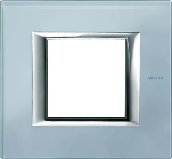 bticino-plaque rectangulaire axolute verre 2 modules - azur (ha4802vzs)