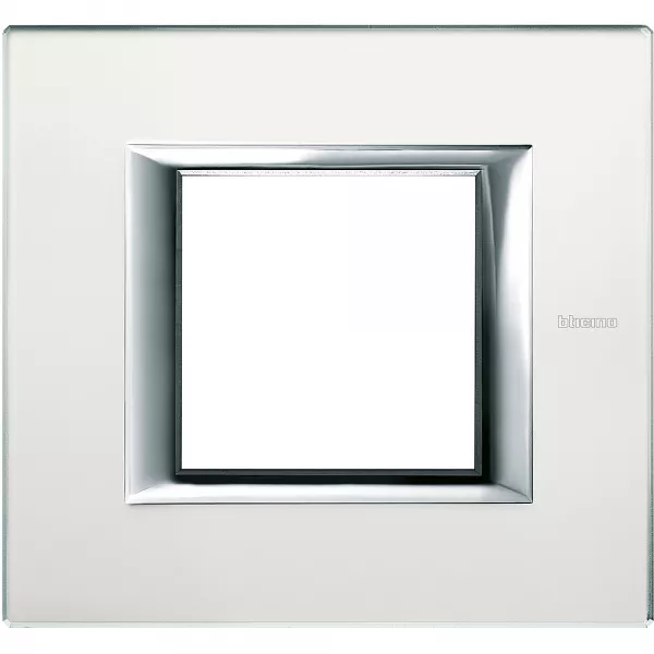 bticino-plaque rectangulaire axolute verre 2 modules - miroir d�poli (ha4802vsa)