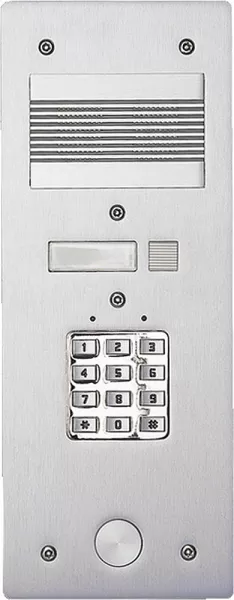 bticino-platine de rue s�rie 200 audio �troite avec clavier cod� fa�ade alu 4mm 1 appel (308401)