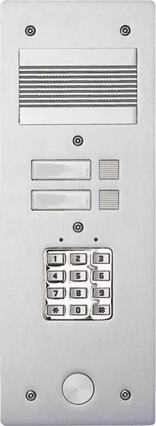 bticino-platine de rue s�rie 200 audio �troite avec clavier cod� fa�ade alu 4mm 2 appels (308402)