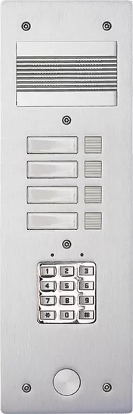 bticino-platine de rue s�rie 200 audio �troite avec clavier cod� fa�ade alu 4mm 4 appels (308404)