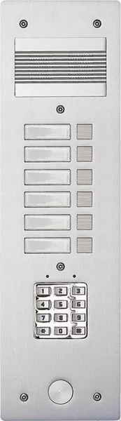 bticino-platine de rue s�rie 200 audio �troite avec clavier cod� fa�ade alu 4mm 6 appels (308406)
