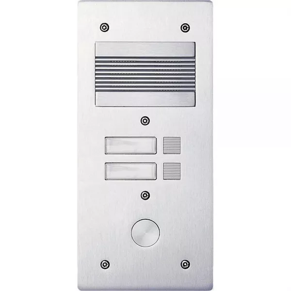bticino-platine de rue s�rie 200 audio �troite fa�ade alu 4mm 2 appels (308202)