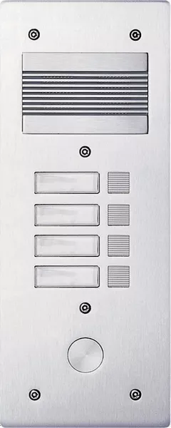 bticino-platine de rue s�rie 200 audio �troite fa�ade alu 4mm 4 appels (308204)