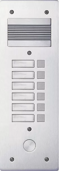 bticino-platine de rue s�rie 200 audio �troite fa�ade alu 4mm 6 appels (308206)