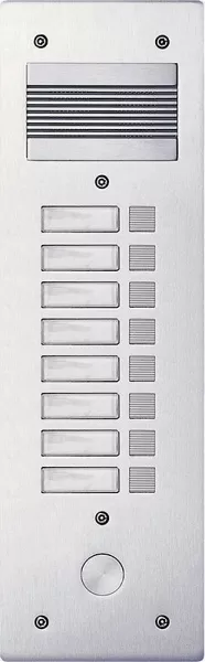 bticino-platine de rue s�rie 200 audio �troite fa�ade alu 4mm 8 appels (308208)