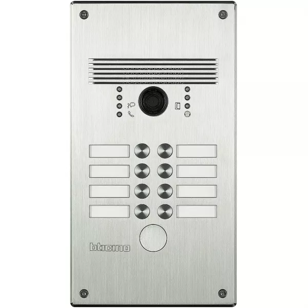 bticino-platine monobloc antivandale bouton poussoir linea 300 -5 � 8 appels fa�ade inox (308012)