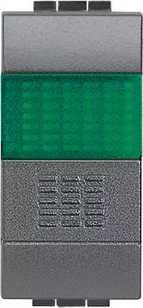 bticino-poussoir � voyant vert livinglight 10a 250v - anthracite (l4038v)