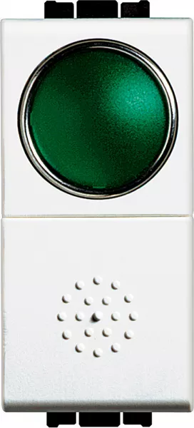 bticino-poussoir � voyant vert livinglight 10a 250v - blanc (n4038v)