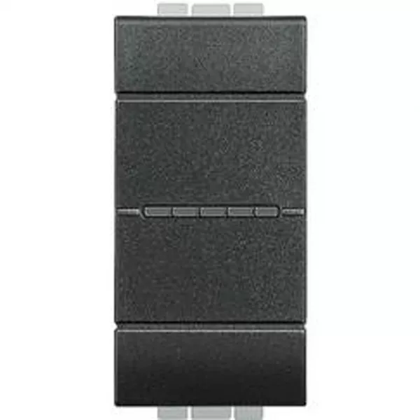 bticino-poussoir livinglight contact no 10a 250v~ � bornes auto - anthracite - 1 module (btl4055an)