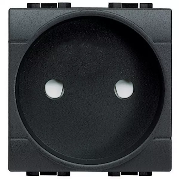 bticino-prise de courant 2p 16a 250v~ livinglight � bornes � vis - anthracite 2 modules (l4143)