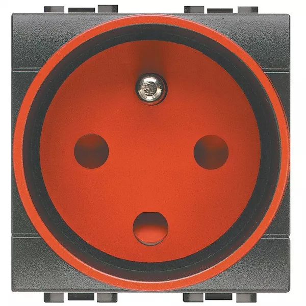 bticino-prise de courant 2p+t 16a 250v~ � d�trompage livinglight - anthracite 2 modules (l4146)
