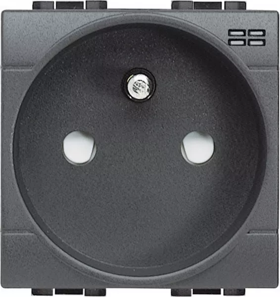 bticino-prise de courant 2p+t � voyant livinglight � bornes � vis - anthracite 2 modules (l4144)