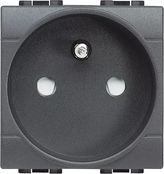bticino-prise de courant 2p+t livinglight � bornes � vis - anthracite - 2 modules (l4142)