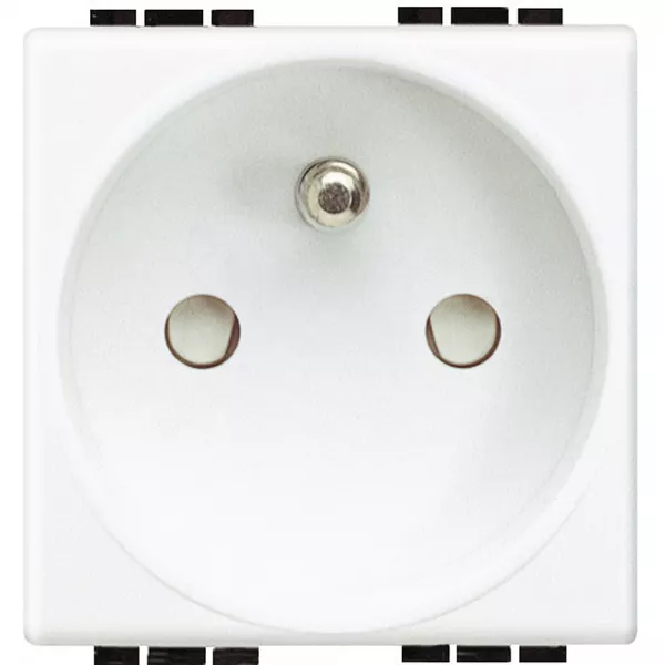 bticino-prise de courant 2p+t livinglight � bornes � vis - blanc - 2 modules (n4142)