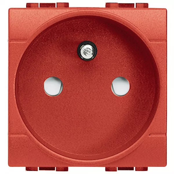 bticino-prise de courant 2p+t livinglight � bornes � vis - rouge - 2 modules (l4142ar)