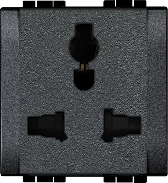 bticino-prise de courant multi standard livinglight 2p+t - anthracite - 2 modules (l4139)