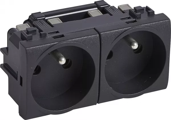 bticino-prise de courant pr�c�bl�e livinglight 2x2p+t 16a 250v~ � bornes auto anthracite (btl4142m2an)