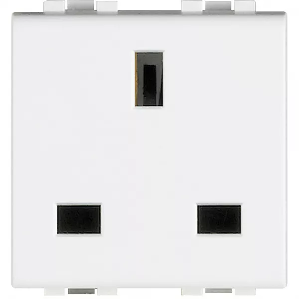 bticino-prise de courant standard britannique 2p+t livinglight 13a - blanc - 2 modules (n4150)