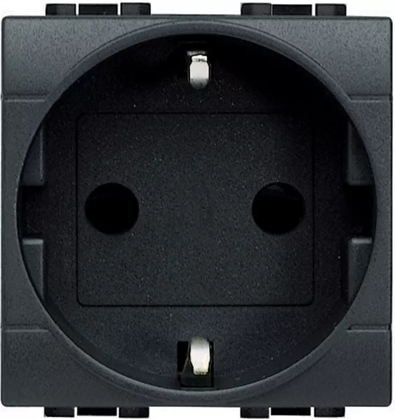 bticino-prise de courant standard germanique 2p+t livinglight - anthracite - 2 modules (l4141)