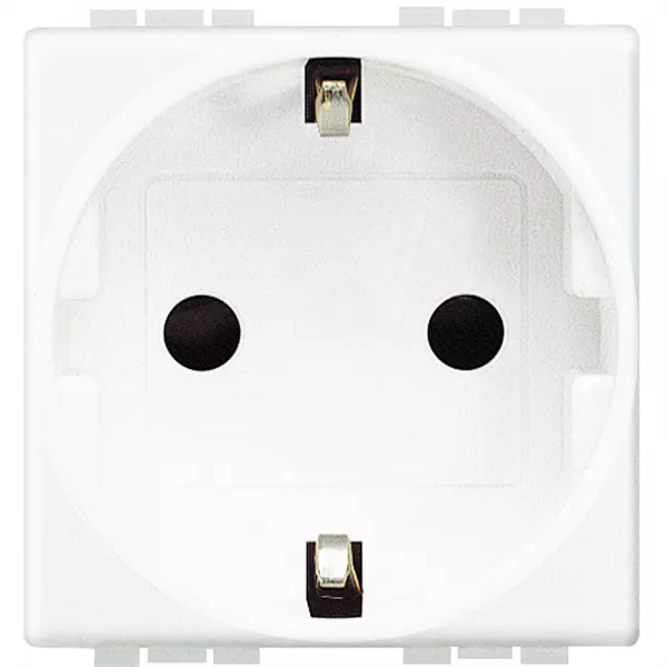 bticino-prise de courant standard germanique 2p+t livinglight - blanc - 2 modules (n4141)