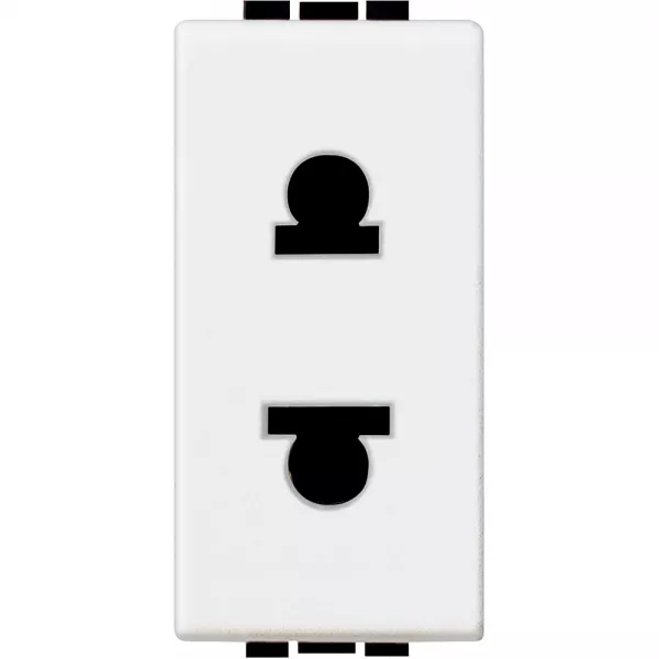bticino-prise standard europ�en-am�ricain 2p+t livinglight 127v � 250v blanc 1 module (n4125)
