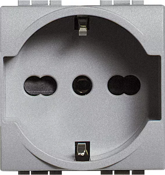 bticino-prise standard germanique et italien 2p+t livinglight typep30 -tech -2 modules (nt4140)